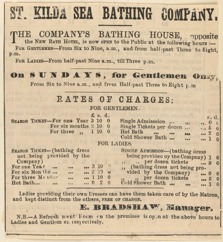 St. Kilda sea bathing company, 1851–85