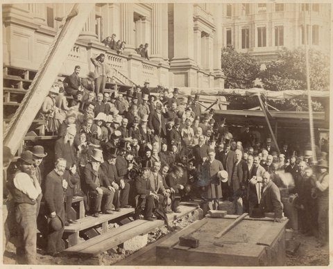 Laying the foundation stone of the portico of the town hall Melbourne, Vic, 1887–88