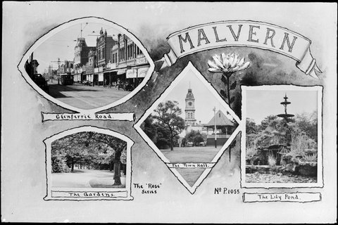 Rose postcard with views of Malvern, 1900–50