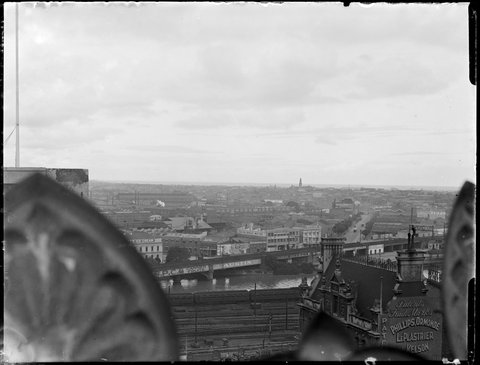 View towards Yarra River from the roof of 395 Collins Street, including Queens Bridge, c. 1929