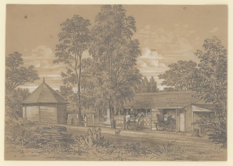 Stables & hay house at Jolimont, 1852–54