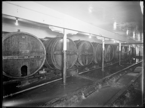 Interior showing the No.2 cellar in the Carlton Brewery, 1938