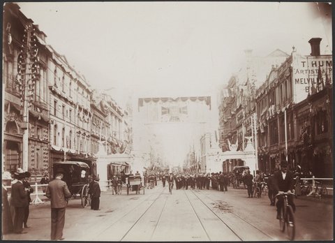 German citizens arch Collins Street Melbourne, 1901