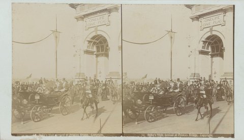 Duke's visit - arrival at Prince's Bridge Melbourne, Vic, 1901