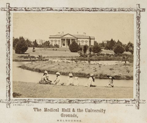 The Medical Hall & the University grounds, Melbourne, 1880–90