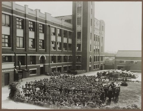 Bryant & May employees in front of Melbourne factory, 1926