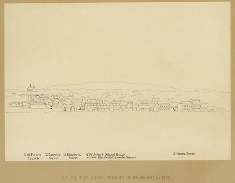 Melbourne from the Flagstaff Hill. With Key, 1853
