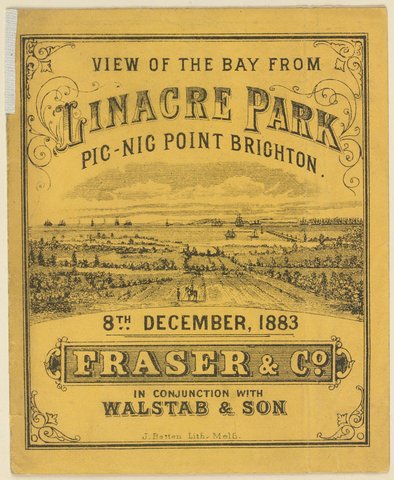View of the bay fron Linacre Park, Picnic Point, Brighton, 8th December, 1883, Fraser & Co. in conjunction with Walstab & Son, 1851–85