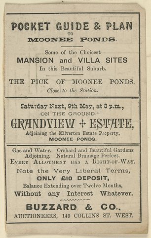 Pocket guide & plan to Moonee Ponds, 1851–85