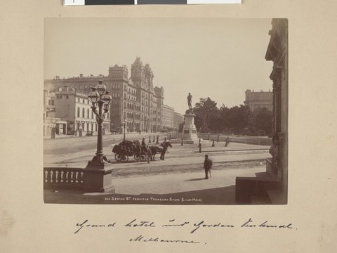 Spring St. from the Treasury steps [Melbourne, Vic.], 1891–97