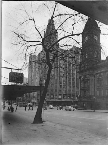 Melbourne Town Hall and Manchester Unity Building from Collins Street, 1910–45