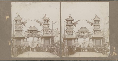 Triumphal arches celebrating the visit of the Duke and Duchess of Cornwall, Melbourne, Vic, 1901