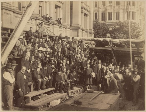 Laying the foundation stone of the portico of the town hall Melbourne, Vic, 1887–88