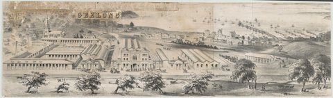 Geelong & Melbourne Railway Terminus, Geelong, 1854