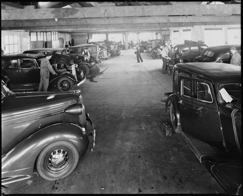 Exterior and interior views of Nash Cars, Rickard Bros., Elizabeth Street, Melbourne, 1930–49