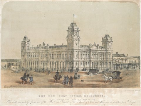 The new Post Office, Melbourne, 1858