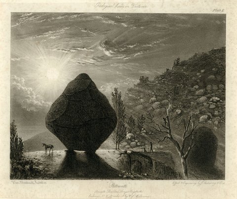 "Pattowatto", / Granite Boulder (Perrys Haystack) / looking N - W. 47 miles N by W of Melbourne, 1855–56