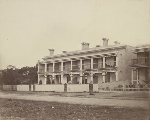 Block of four terrace houses adjoining Prince of Wales Hotel, St. Kilda (Vic.), 1867–73
