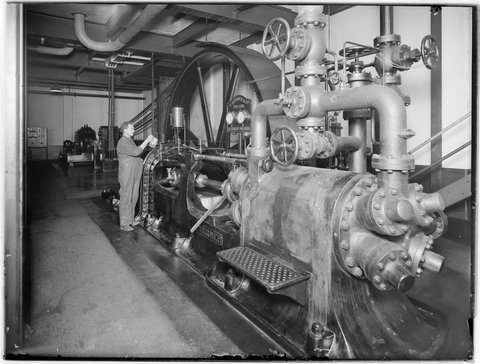 Engine room of the Abbotsford Brewery, 1929