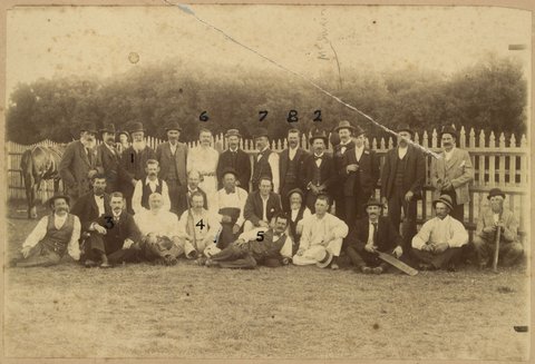 Cricket match 29.3.99. Sandringham residents v. Moorabbin Shire Council, 1899