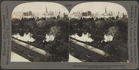 Melbourne, Australia, looking towards the southeast from the Exhibition Dome, 1908