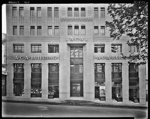 Exterior view of the Australian Catholic Assurance Co. Ltd. building, 118-126 Queen Street, Melbourne, 1930s