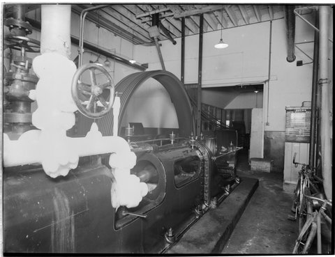 Carlton Brewery. No.2 engine room from floor leading to [the] cellar, 1938