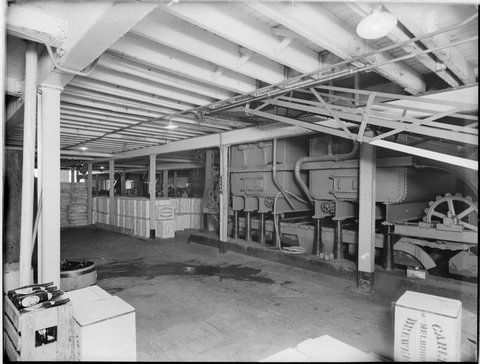 Carlton Brewery. Bottling department on the ground floor, [viewed] from [the] main office, 1938