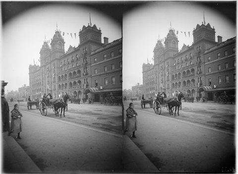 Windsor Hotel and Old White Hart Hotel, Spring Street, Melbourne, 1890–1910