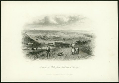 Township of Keilor from South side of Bridge, 1857