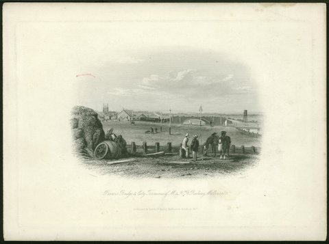 Prince's Bridge & City Terminus of M. & H. B. Railway, Melbourne, 1857