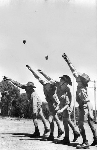 Men of the Melbourne University Rifles in training, c. 1941