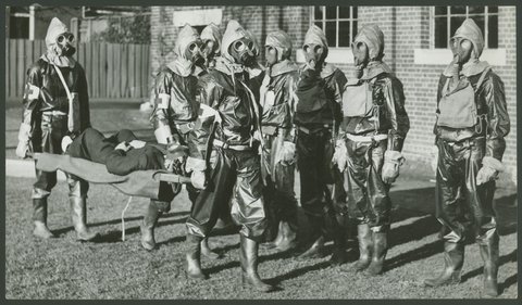 A.R.P. [i.e. Air Raid Precautions] Melbourne. Display by Police Recruits, c. 1939