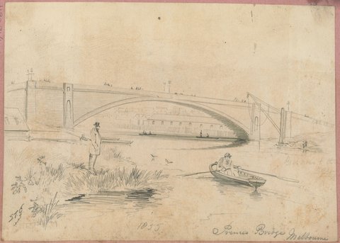 Princes Bridge, Melbourne, 1855
