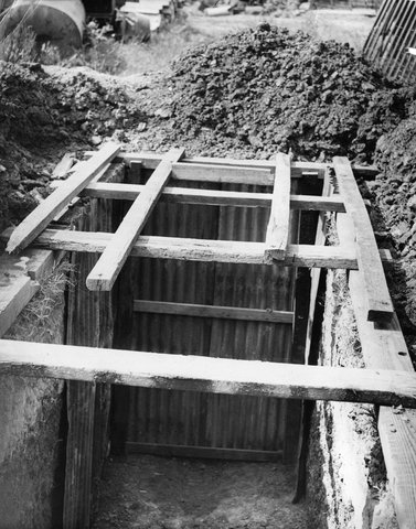 Air raid shelter in Gower St. Preston will accommodate 12 people, c. 1941