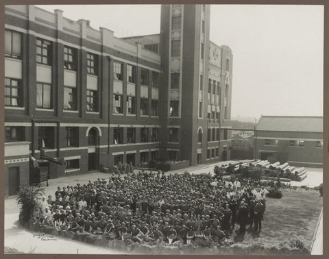 Bryant & May employees in front of Melbourne factory, 1926