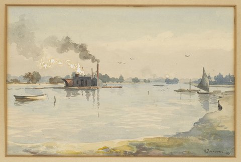Albert Park Lake with dredge, 1893