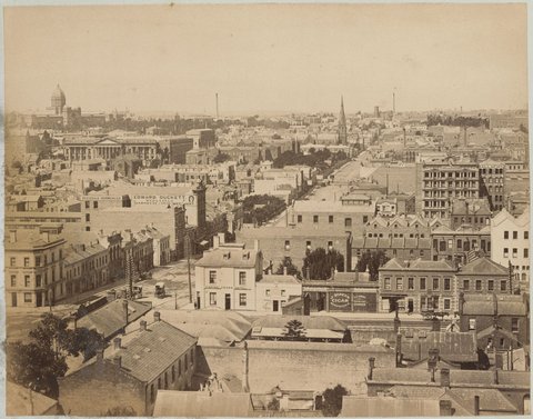 Melbourne (city) from dome of the law courts, 1880?