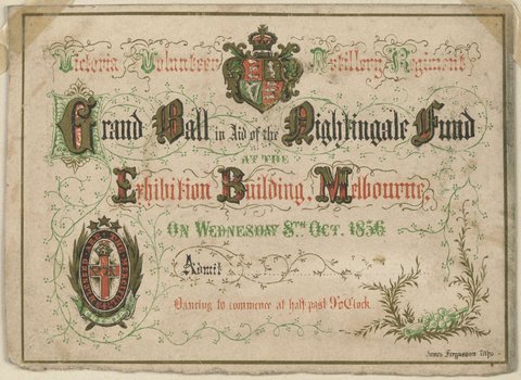 Victoria Volunteer Artillery Regiment Grand Ball in aid of the Nightingale Fund at the Exhibition Building, Melbourne, 1851–85