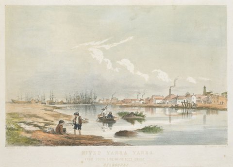 YARRA YARRA FROM SOUTH SIDE OF PRINCE'S BRIDGE MELBOURNE, 1853