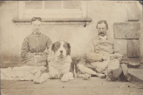 Frank and Augusta Preston, with dog, 1870