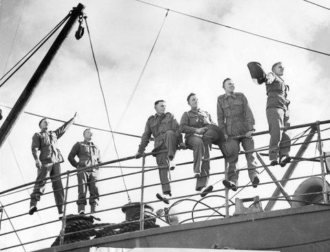 Members of the small A.I.F. contingent which left Melbourne on August 7. They are reinforcements, 1940?