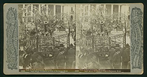 Duke of York Celebrations, Melbourne - Eight Hours' Procession in Front of Parliament House, c. 1901
