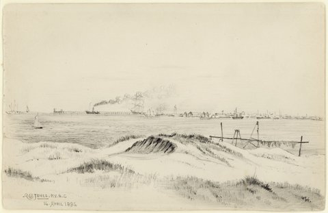 View from Port Melbourne Beach near Fishermans Bend, 14 April 1894