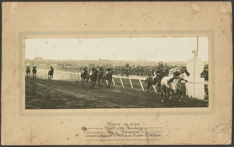 Fitzroy, 23/9/29, Northcote Handicap, Won by "Ravenna". Owner & Trainer V. McMahon. Rider R. Wilson, 1929