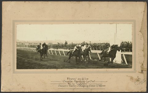 Fitzroy, 23/9/29, Croxton Handicap (Ist Div) Won by "Lugeleia" Owner & Trainer J. Dempsey. Rider R. Wilson, 1929