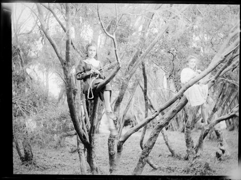 Gertrude and Clare in scrub, Ivanhoe, [Sorrento, Vic.], 1912