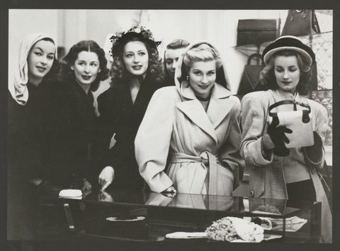 The first French fashion models after the 2nd World War at Geiger's Handbag shop in Collins Street, Melbourne in 1946
