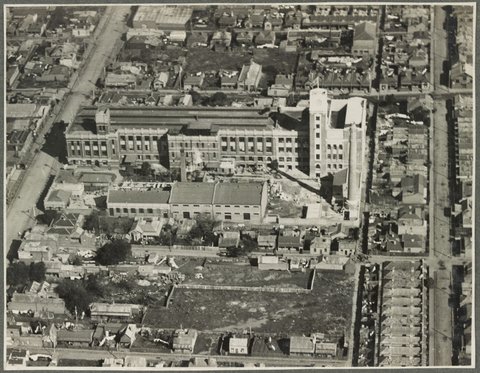 Aerial views of Bryant & May factory, Richmond, Victoria, 1915–30