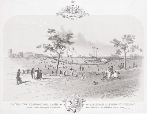 Laying the foundation stone of the Geelong & Melbourne Railway, 1853